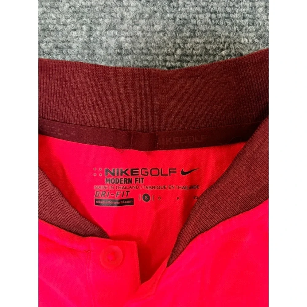 Nike Golf Mens Dri-fit Blade Collar Shirt Red Maroon Raglan Short Sleeve Small